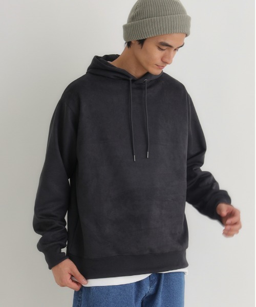 BACK NUMBER（バックナンバー）の「【BACK NUMBER】フェイクスエードパーカー (上質素材/微光沢/レイヤードスタイル/デイリーユース)（パーカー・メンズ・ライトベージュ/ダークグレー/グリーン・L/XL/M）」の2枚目の写真