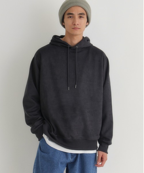 BACK NUMBER（バックナンバー）の「【BACK NUMBER】フェイクスエードパーカー (上質素材/微光沢/レイヤードスタイル/デイリーユース)（パーカー・メンズ・ライトベージュ/ダークグレー/グリーン・L/XL/M）」の14枚目の写真