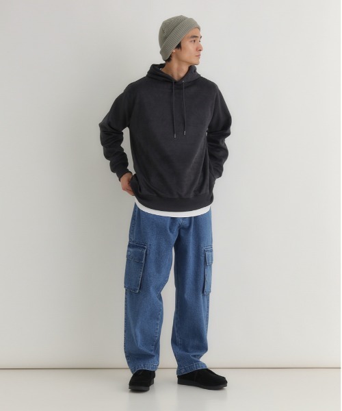 BACK NUMBER（バックナンバー）の「【BACK NUMBER】フェイクスエードパーカー (上質素材/微光沢/レイヤードスタイル/デイリーユース)（パーカー・メンズ・ライトベージュ/ダークグレー/グリーン・L/XL/M）」の11枚目の写真