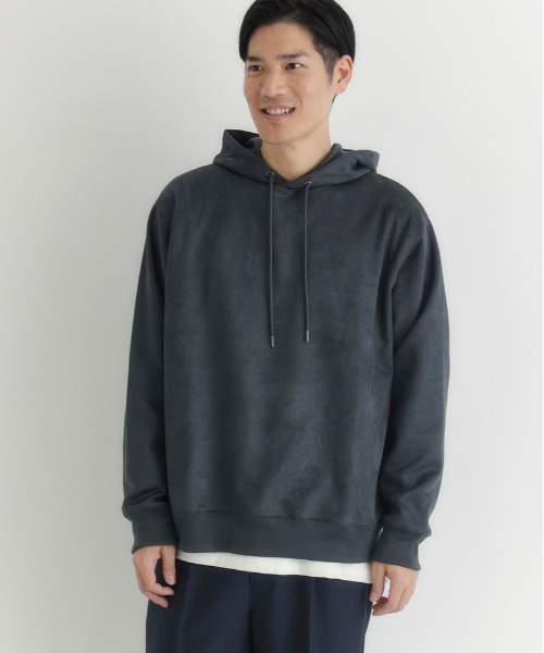 BACK NUMBER（バックナンバー）の「【BACK NUMBER】フェイクスエードパーカー (上質素材/微光沢/レイヤードスタイル/デイリーユース)（パーカー・メンズ・ライトベージュ/ダークグレー/グリーン・L/XL/M）」の17枚目の写真