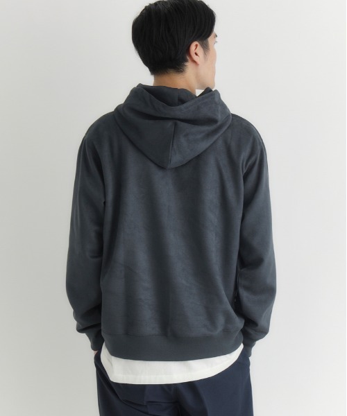 BACK NUMBER（バックナンバー）の「【BACK NUMBER】フェイクスエードパーカー (上質素材/微光沢/レイヤードスタイル/デイリーユース)（パーカー・メンズ・ライトベージュ/ダークグレー/グリーン・L/XL/M）」の19枚目の写真