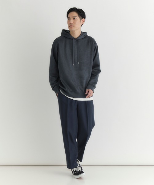 BACK NUMBER（バックナンバー）の「【BACK NUMBER】フェイクスエードパーカー (上質素材/微光沢/レイヤードスタイル/デイリーユース)（パーカー・メンズ・ライトベージュ/ダークグレー/グリーン・L/XL/M）」の20枚目の写真