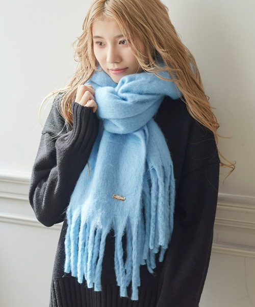 ワンポイントプレート付きビッグマフラー（マフラー）｜tutuanna