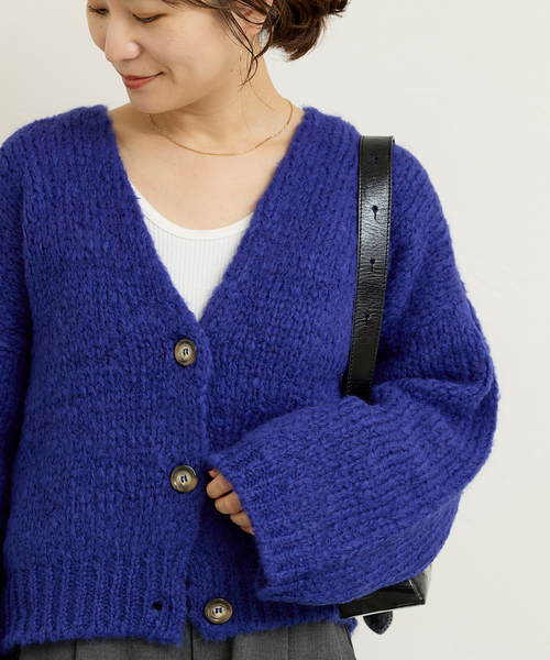 TRICOTS JEAN MARC（トリコットジーンマルク）の「《追加2》【TRICOTS JEAN MARC/トリコットジーンマルク】ボタンツキカーデ（カーディガン/ボレロ・レディース・アイボリー/ブラウン/ブルー/グリーン・FREE）」の4枚目の写真