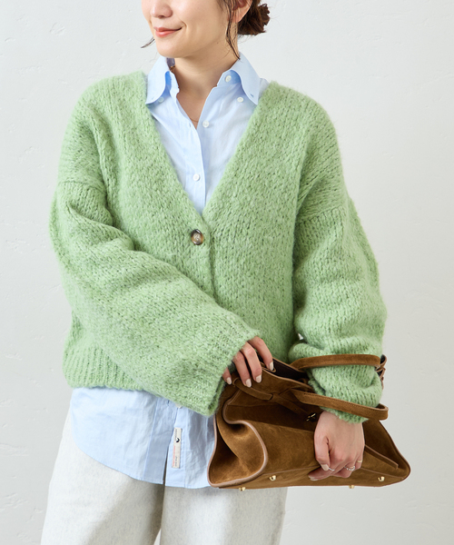 TRICOTS JEAN MARC（トリコットジーンマルク）の「《追加2》【TRICOTS JEAN MARC/トリコットジーンマルク】ボタンツキカーデ（カーディガン/ボレロ・レディース・アイボリー/ブラウン/ブルー/グリーン・FREE）」の3枚目の写真