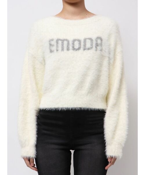 EMODA（エモダ）の「SHAGGY LOGO KNIT（ニット/セーター・レディース・アイボリー/ブルー・FREE）」の2枚目の写真