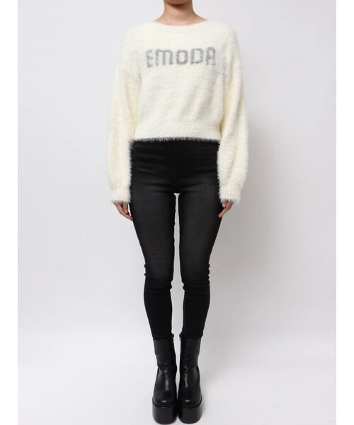 EMODA（エモダ）の「SHAGGY LOGO KNIT（ニット/セーター・レディース・アイボリー/ブルー・FREE）」の11枚目の写真