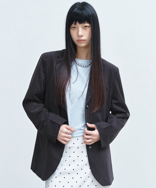 NICK&NICOLE(ニックアンドニコール)の「TAILORED STRIPE SINGLE JACKET_BLACK(テーラードジャケット・レディース・その他・MEDIUM/LARGE)」の5枚目の写真