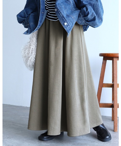 reca（レカ）の「裏シャギーフレアースカート（スカート・レディース・ブラック/チャコールグレー/ライトカーキ・FREE）」の3枚目の写真