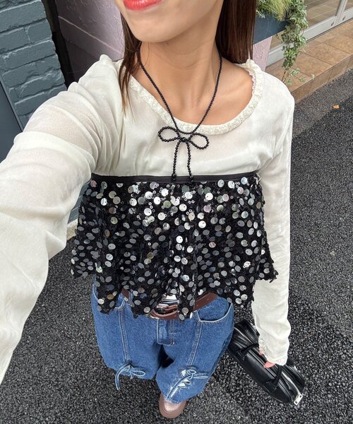 HELLO.SANFRANCISCO(ハローサンフランシスコ)の「【HELLO.SANFRANCISCO/ハローサンフランシスコ】マルチウェイスパンコール巻きスカート(スカート・レディース・ピンク/グレー/ブラック・ONE SIZE)」の4枚目の写真