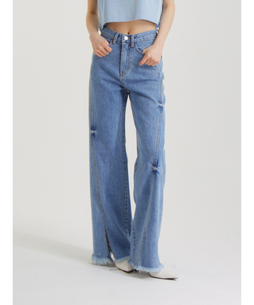UNKNOWN PLANET(アンノウンプラネット)の「ラインスリットデニムパンツブルー(デニムパンツ・レディース・その他・LARGE/MEDIUM/SMALL)」の2枚目の写真