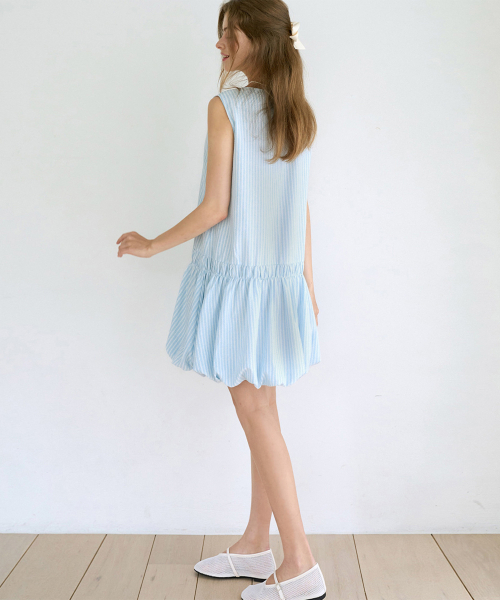 SLOWLOLLI（スローローリ）の「Pumpkin puff stripe dress（ワンピース・レディース・スカイブルー・FREE/LARGE）」の3枚目の写真