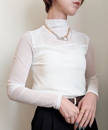 styiro（スタイロ）の「シースルーハイネックカットソー（Tシャツ/カットソー）」