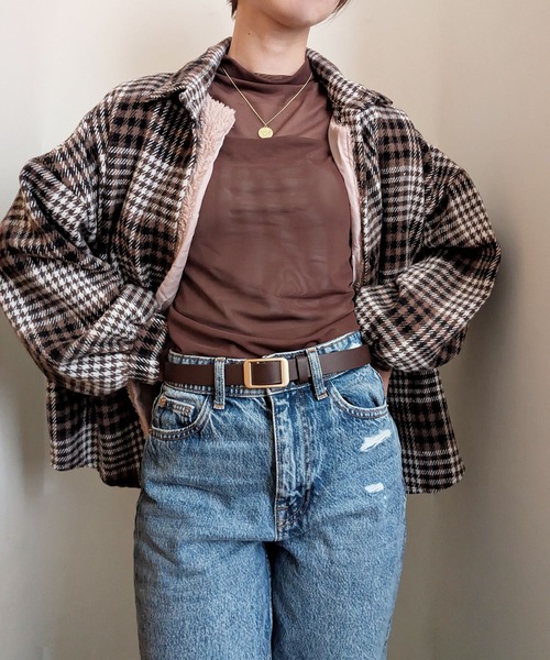 styiro（スタイロ）の「レイヤードトップス シースルーハイネックカットソー（Tシャツ/カットソー・レディース・ホワイト/ブラウン/ブラック・XS/S/M）」の13枚目の写真