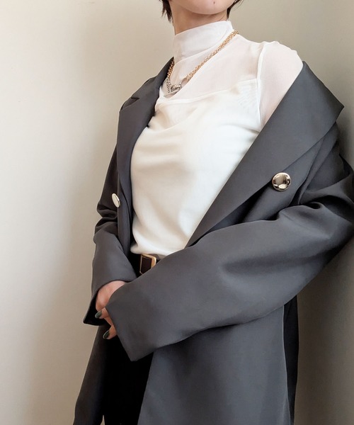 styiro（スタイロ）の「レイヤードトップス シースルーハイネックカットソー（Tシャツ/カットソー・レディース・ホワイト/ブラウン/ブラック・XS/S/M）」の18枚目の写真