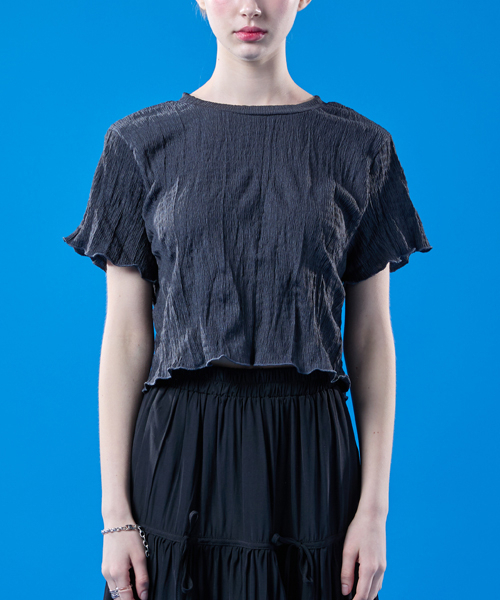 KOLEAT（コレット）の「[パフver.]クーリングマモンクロップ無地半袖[BLACK]（Tシャツ/カットソー・レディース・その他・FREE）」の2枚目の写真