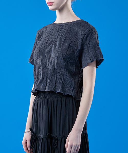 KOLEAT（コレット）の「[パフver.]クーリングマモンクロップ無地半袖[BLACK]（Tシャツ/カットソー・レディース・その他・FREE）」の3枚目の写真
