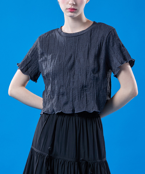 KOLEAT（コレット）の「[パフver.]クーリングマモンクロップ無地半袖[BLACK]（Tシャツ/カットソー・レディース・その他・FREE）」の4枚目の写真