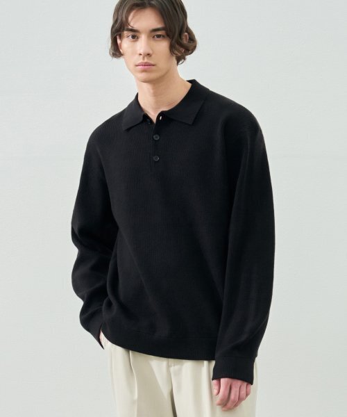 DRAW FIT（ドローフィット）の「ウールPBTハーフカラーニット[ブラック]（ポロシャツ・メンズ・その他・X-LARGE/LARGE/MEDIUM）」の2枚目の写真