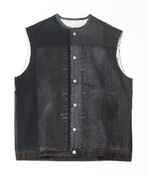 Children of the discordance(チルドレン オブ ザ ディスコ-ダンス)の「Children of the discordance / NY: RE-CONSTRUCTED DENIM VEST / COTDNYVS-003(ベスト・メンズ・ブルー/ブラック・3/2)」の1枚目の写真