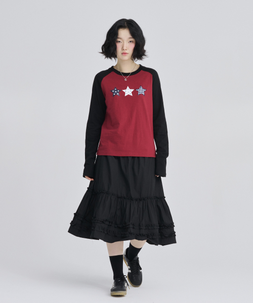 AWESOME STUDIO(オーサムスタジオ)の「スタラグランスリーブTシャツワイン(Tシャツ/カットソー・レディース・バーガンディー・FREE)」の3枚目の写真