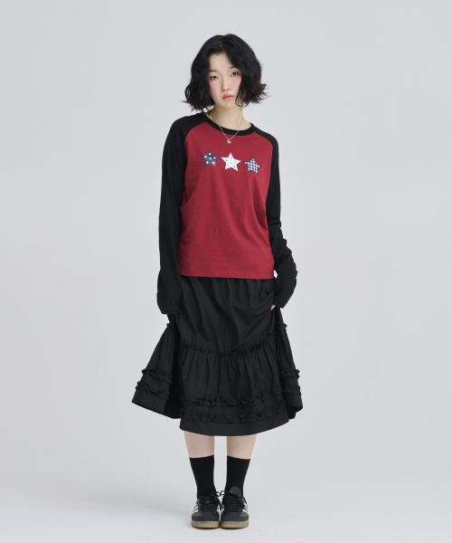 AWESOME STUDIO(オーサムスタジオ)の「スタラグランスリーブTシャツワイン(Tシャツ/カットソー・レディース・バーガンディー・FREE)」の4枚目の写真