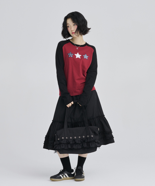 AWESOME STUDIO(オーサムスタジオ)の「スタラグランスリーブTシャツワイン(Tシャツ/カットソー・レディース・バーガンディー・FREE)」の5枚目の写真