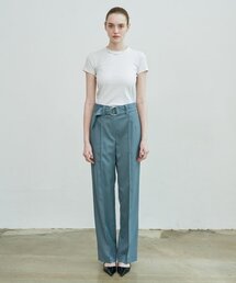 SILN（シルン）の「Semi wide belted trouser pants (BLUE)（スラックス）」