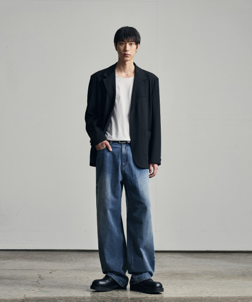 OURDAYZ（アワーデイズ）の「クリンクルドミンゴワイドデニムパンツ[MID BLUE]（デニムパンツ・レディース・その他・LARGE）」の2枚目の写真