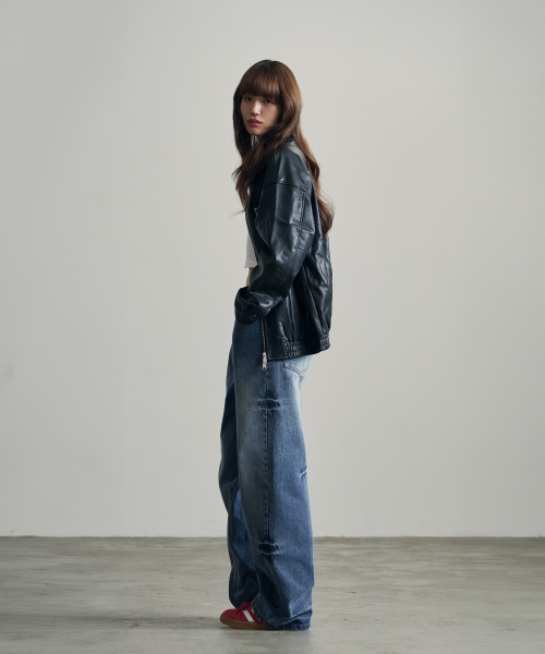 OURDAYZ（アワーデイズ）の「クリンクルドミンゴワイドデニムパンツ[MID BLUE]（デニムパンツ・レディース・その他・LARGE）」の3枚目の写真