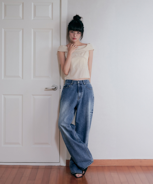OURDAYZ（アワーデイズ）の「クリンクルドミンゴワイドデニムパンツ[MID BLUE]（デニムパンツ・レディース・その他・LARGE）」の7枚目の写真
