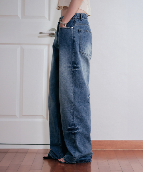 OURDAYZ（アワーデイズ）の「クリンクルドミンゴワイドデニムパンツ[MID BLUE]（デニムパンツ・レディース・その他・LARGE）」の9枚目の写真
