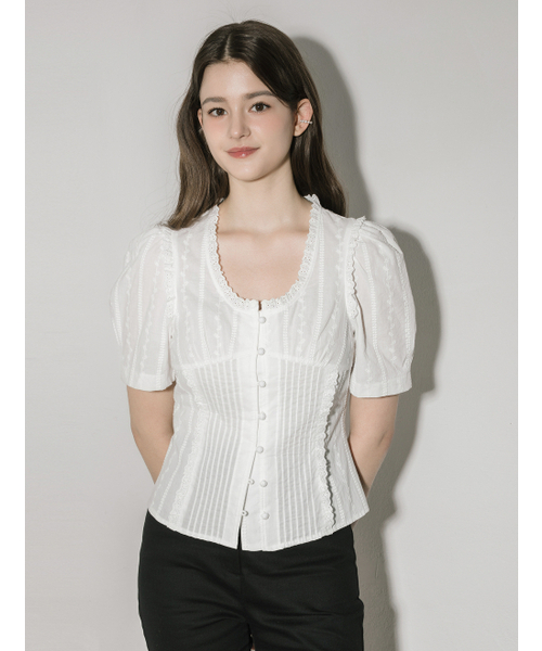 LAUTREDE MIN(ロートルドミン)の「Mue lace White Blouse(シャツ/ブラウス・レディース・ホワイト・SMALL/MEDIUM)」の3枚目の写真