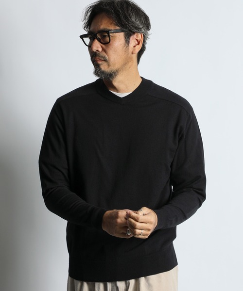 The DUFFER of ST.GEORGE(ザダファーオブセントジョージ)の「HEAT WARM V NECK KNIT:帯電防止・吸湿発熱機能 Vネックニット(ニット/セーター・メンズ・チャコールグレー/ブラック/ライトグレー・MEDIUM/LARGE/X-LARGE)」の4枚目の写真