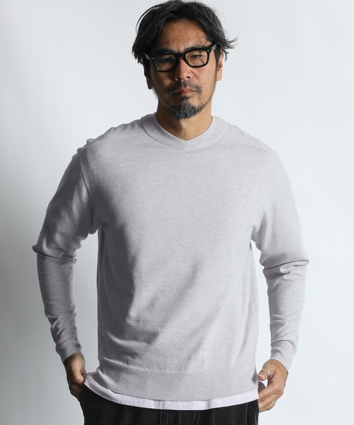 HEAT WARM V NECK KNIT：帯電防止・吸湿発熱機能 Vネックニット