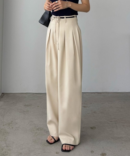 callautia(カラウティア)の「リボンデザインワイドパンツ(スラックス・レディース・チャコール/ブラック/アイボリー・SMALL/MEDIUM/LARGE)」の10枚目の写真
