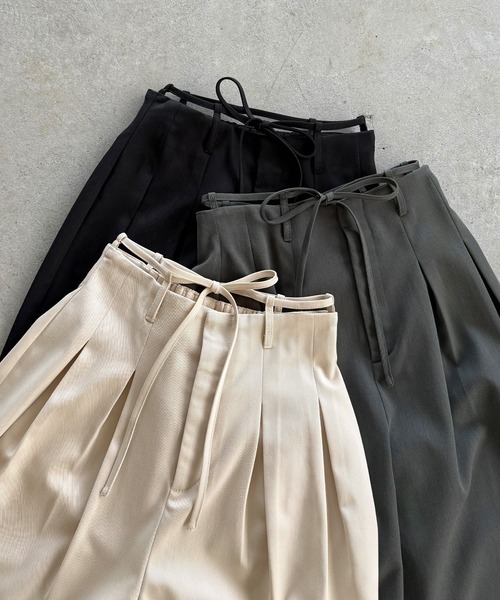 callautia(カラウティア)の「リボンデザインワイドパンツ(スラックス・レディース・チャコール/ブラック/アイボリー・SMALL/MEDIUM/LARGE)」の18枚目の写真