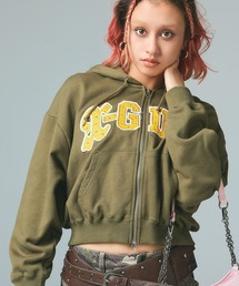 X-girl | STUDDED LOGO ZIP UP SWEAT HOODIE(パーカー)