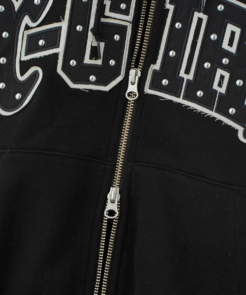 X-girl(エックスガール)の「STUDDED LOGO ZIP UP SWEAT HOODIE(パーカー・レディース・ブラック/ライトピンク/オリーブ・S/M)」の13枚目の写真