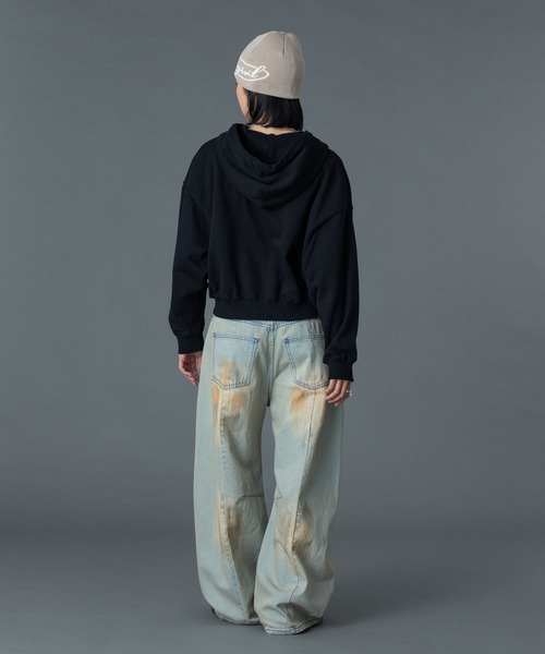 X-girl(エックスガール)の「STUDDED LOGO ZIP UP SWEAT HOODIE(パーカー・レディース・ブラック/ライトピンク/オリーブ・S/M)」の18枚目の写真