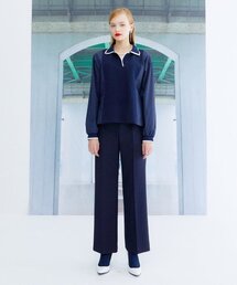 the studio k（ ）の「ピケロングスリーブトップ_ネイビー（ポロシャツ）」