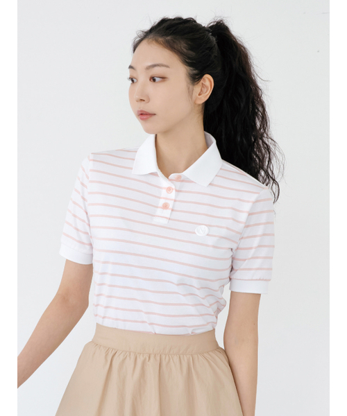 NITINA(ニティナ)の「ストライプカラー Tシャツ S/PK(ポロシャツ・レディース・ピンク・SMALL/MEDIUM)」の3枚目の写真