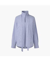 KUME（クメ）の「High-neck Ruffled Scarf Blouse, Blue（シャツ/ブラウス）」