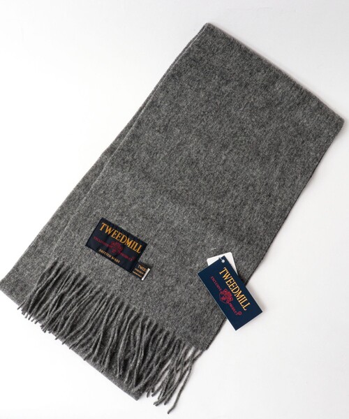 TWEED MILL（ツイードミル）の「【TWEEDMILL/ツイードミル】Lambswool Muffler Solid 25（マフラー・メンズ・アイボリー/ブラック/ライトブルー/グレー・FREE）」の4枚目の写真