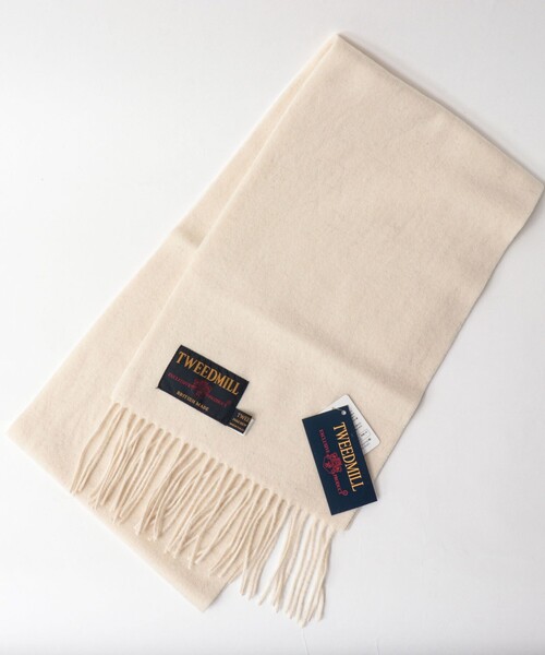 TWEED MILL（ツイードミル）の「【TWEEDMILL/ツイードミル】Lambswool Muffler Solid 25（マフラー・メンズ・アイボリー/ブラック/ライトブルー/グレー・FREE）」の2枚目の写真