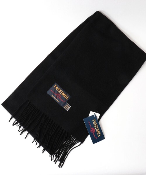 TWEED MILL（ツイードミル）の「【TWEEDMILL/ツイードミル】Lambswool Muffler Solid 25（マフラー・メンズ・アイボリー/ブラック/ライトブルー/グレー・FREE）」の3枚目の写真