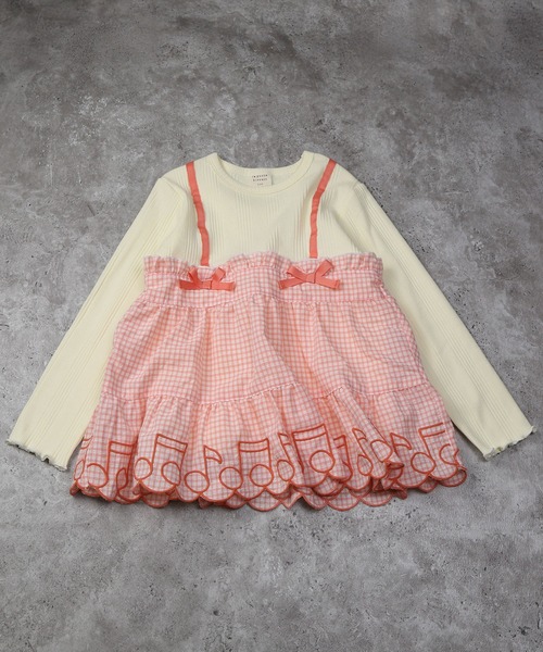 la poche biscuit（ラポシェビスキュイ）の「キャミソール風ドッキング チュニック（ワンピース・キッズ・ピンク系その他/ブラック系その他・90/100/110/120/130/140）」の2枚目の写真