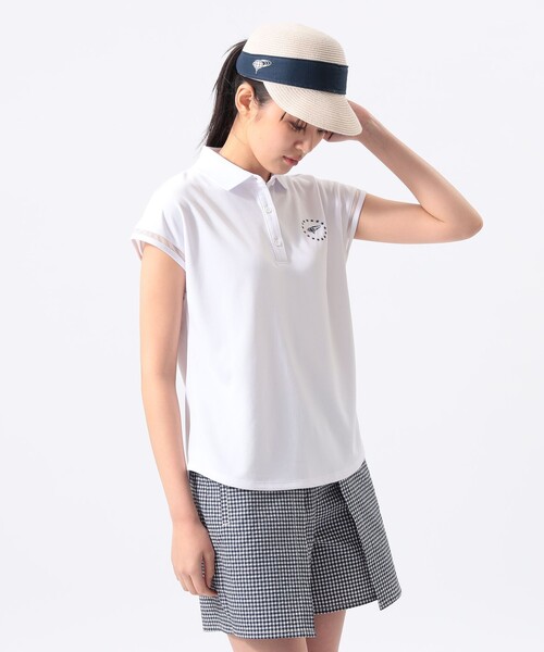 BEAMS GOLF(ビームスゴルフ)の「ORANGE LABEL / フレンチスリーブ ポロシャツ(吸水速乾・UVカット)(ポロシャツ・レディース・レッド/ホワイト/ネイビー・LARGE/SMALL/MEDIUM)」の5枚目の写真