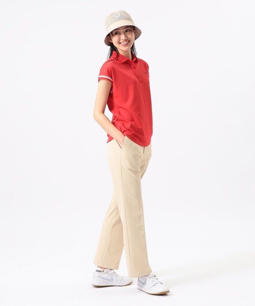 BEAMS GOLF(ビームスゴルフ)の「ORANGE LABEL / フレンチスリーブ ポロシャツ(吸水速乾・UVカット)(ポロシャツ・レディース・レッド/ホワイト/ネイビー・LARGE/SMALL/MEDIUM)」の7枚目の写真