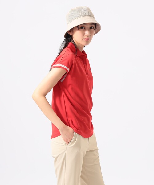 BEAMS GOLF(ビームスゴルフ)の「ORANGE LABEL / フレンチスリーブ ポロシャツ(吸水速乾・UVカット)(ポロシャツ・レディース・レッド/ホワイト/ネイビー・LARGE/SMALL/MEDIUM)」の8枚目の写真